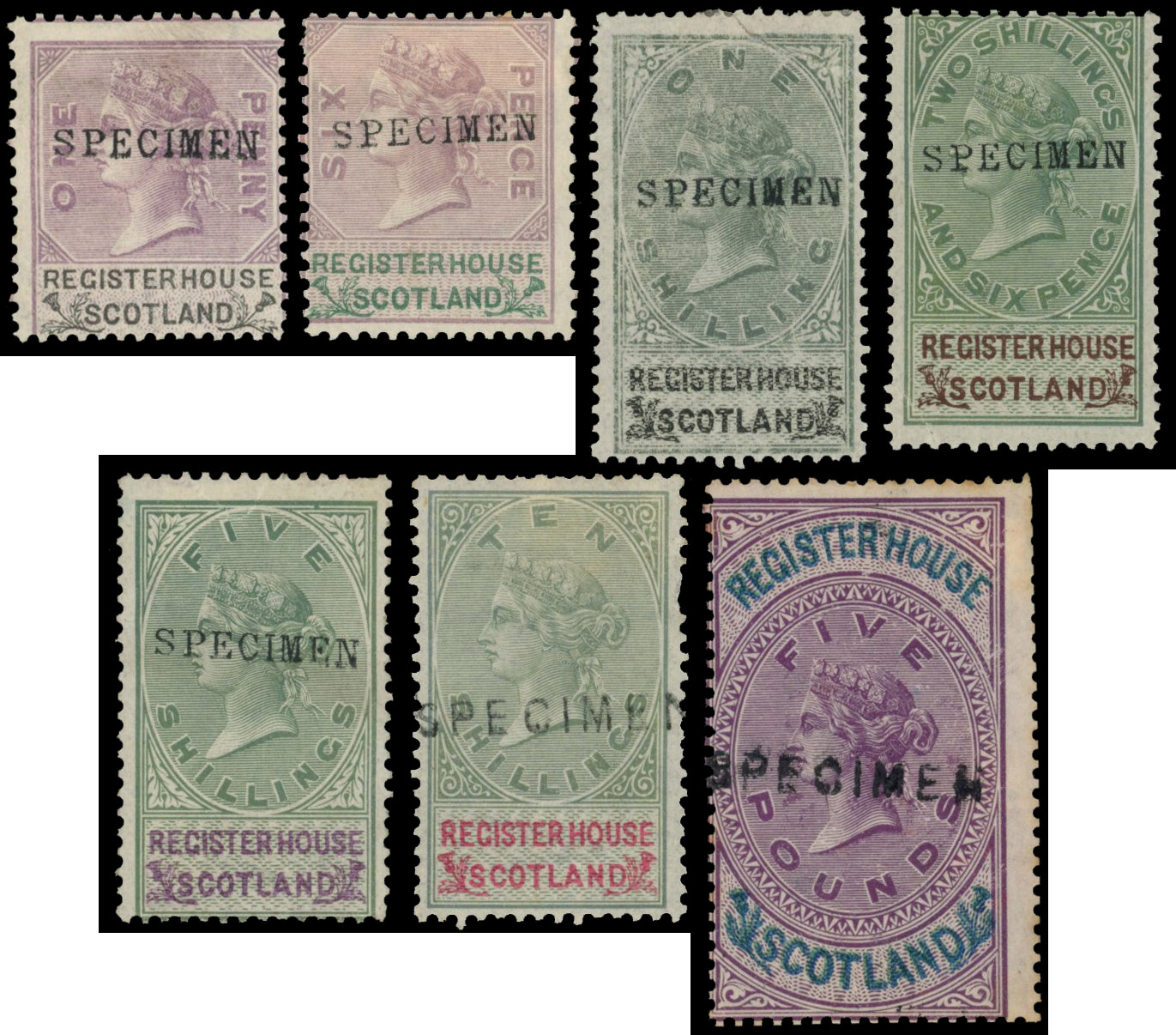 Scotland Register House QV unlisted Specimen set