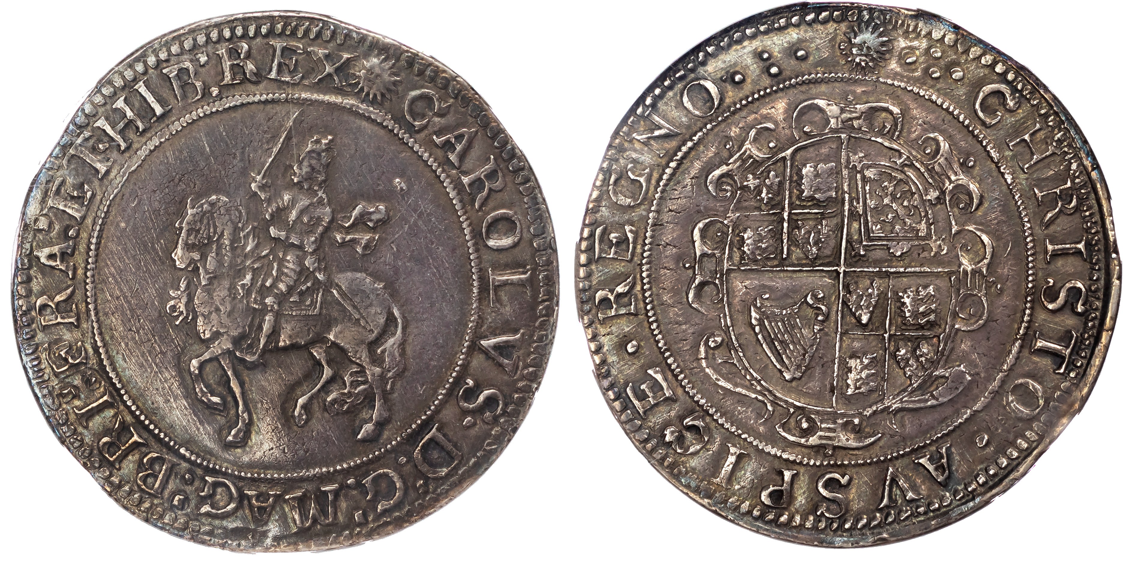 Charles I (1625-1649), Crown, Group IV, Type 4, 1645 - NGC AU58