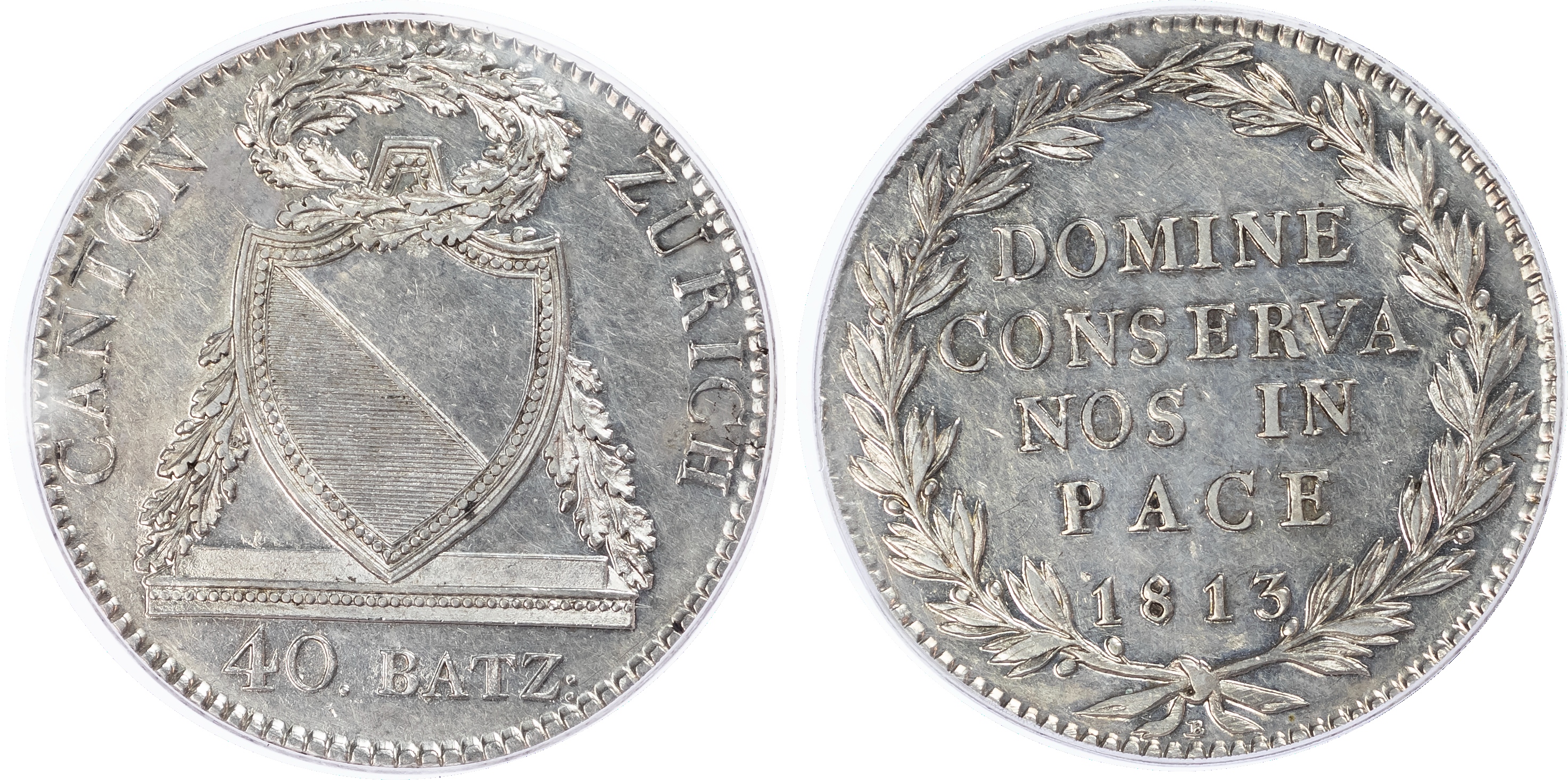 Switzerland, Cantonial. Zurich AR 40 Batzen. 1813B. 