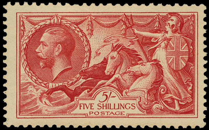 GB: 1915 5s bright carmine, large part o.g. SG 409