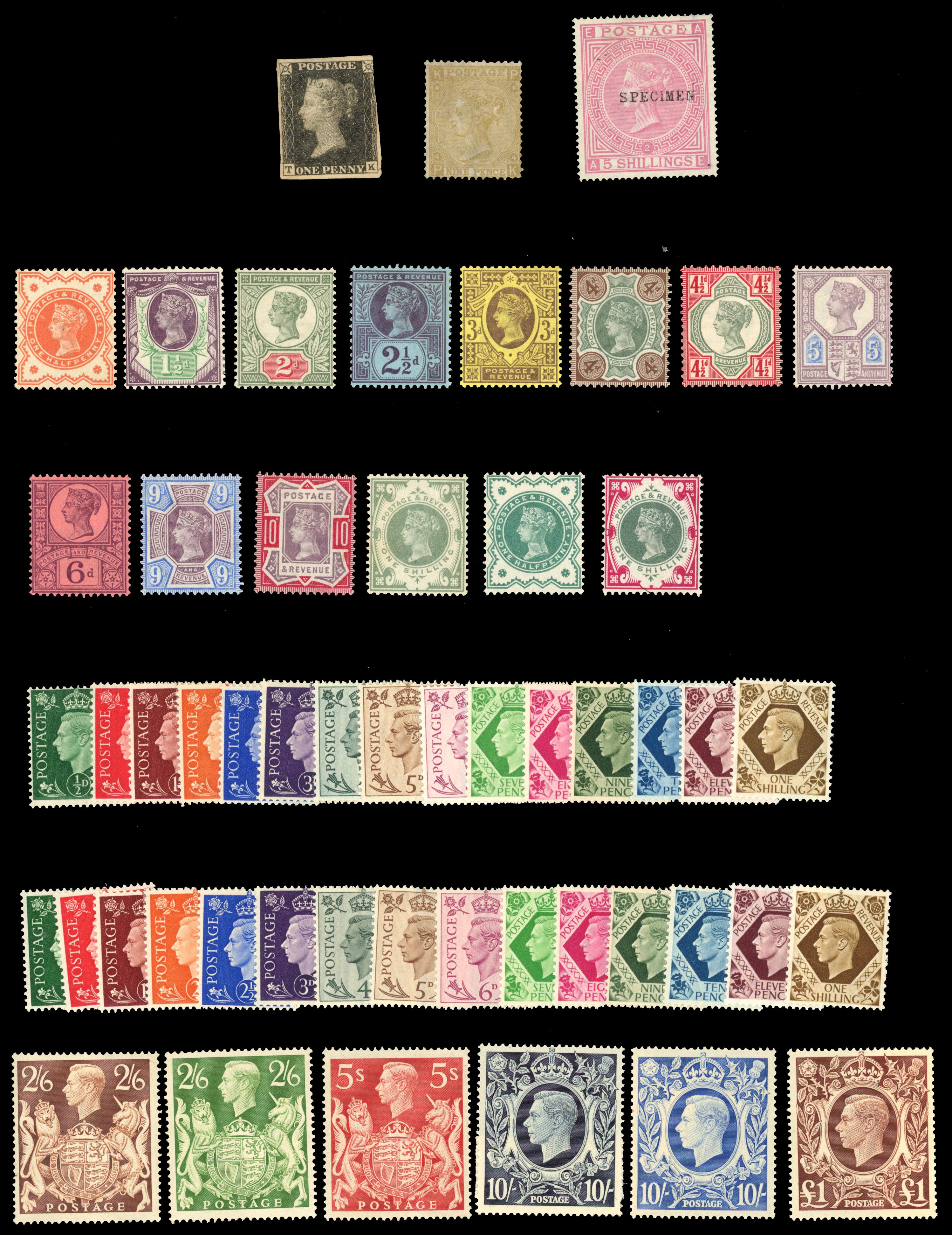 1840-1970 unused/mint selection arranged on Hagner album pages