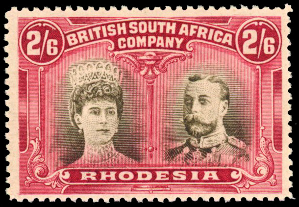 SG 156 2s6d sepia and deep crimson, #2 gash in ear