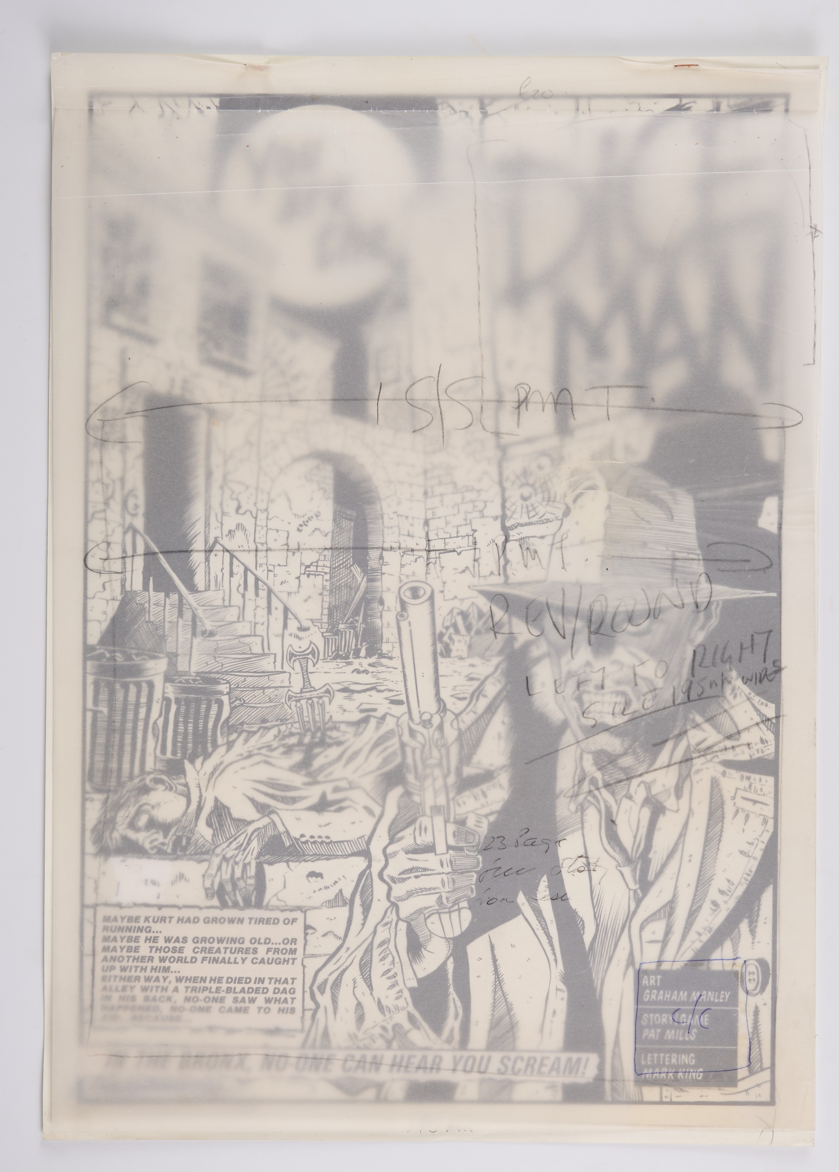 Graham Manley Dice Man #2 In The Bronx, No One Can Hear You Scream! Ink Story Pages (IPC Magazines, 1986) Total 16