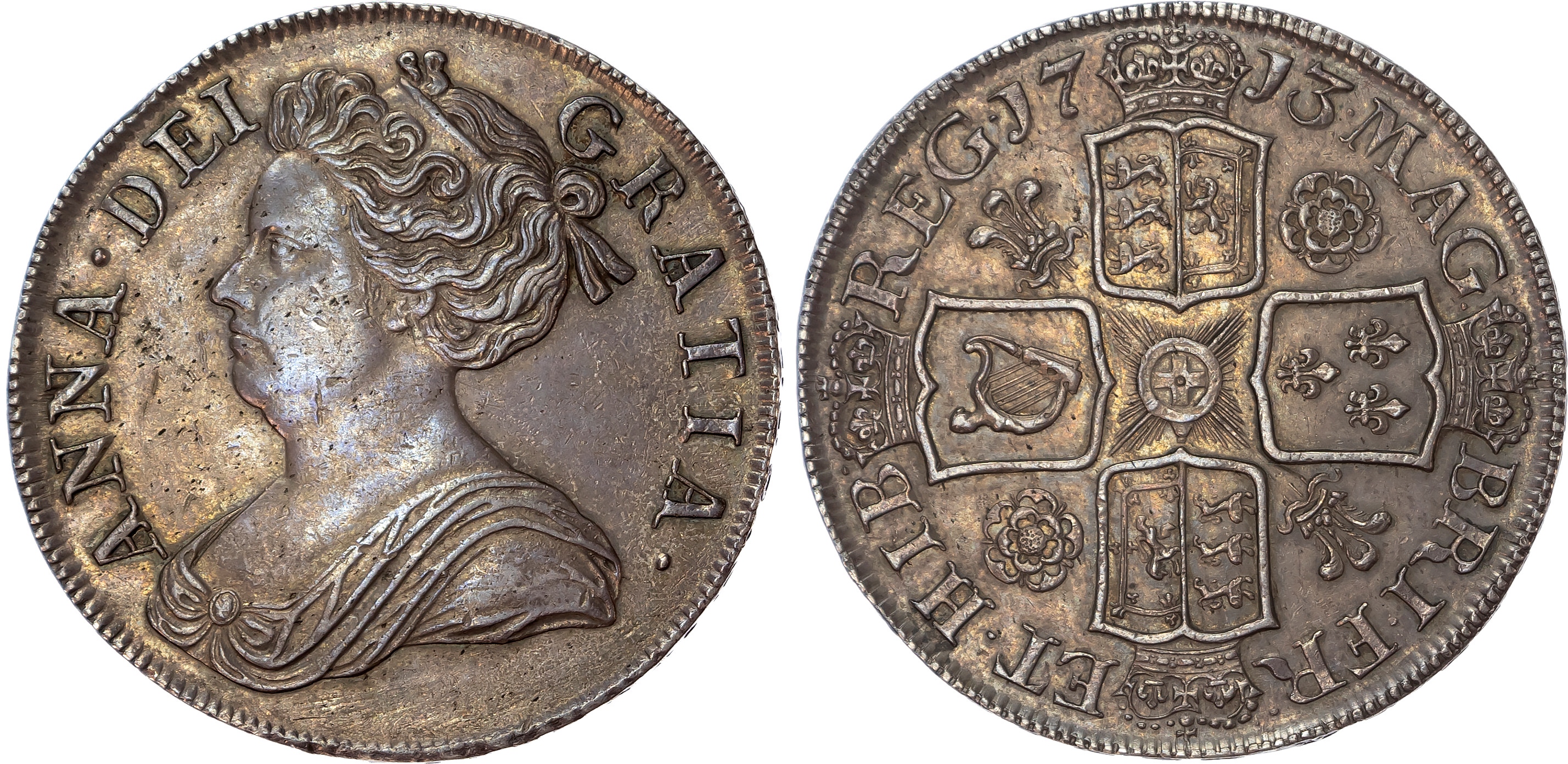 Anne (1702-1714), Post-Union, Crown, 1713 DVODECIMO, Roses and Plumes