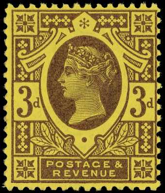 1890 3d purple on orange paper, unmounted...