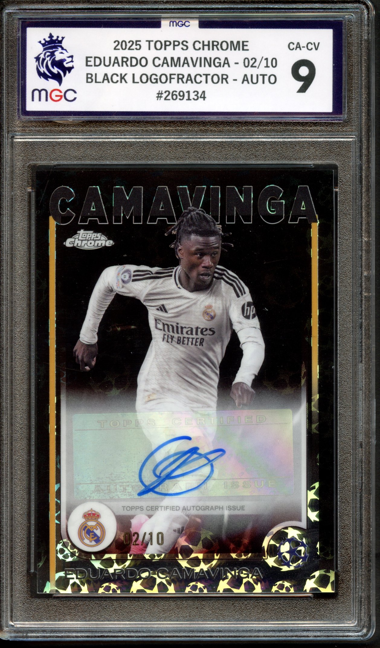 2025 TOPPS CHROME EDUARDO CAMAVINGA 02/10 BLACK LOGOFRACTOR AUTO #269134