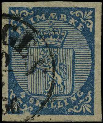 1855 4sk blue (pale shade), four good...
