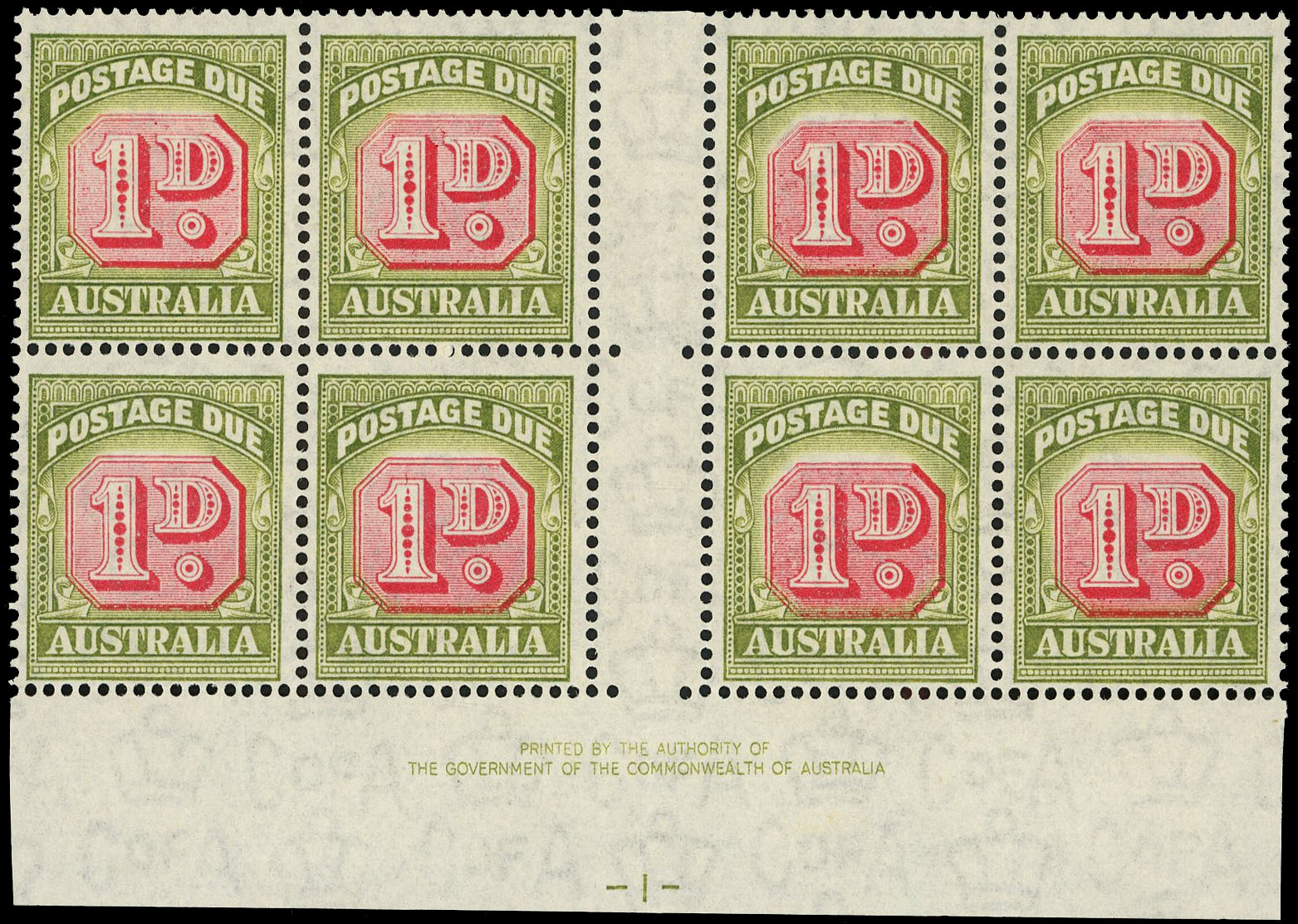 Australia SG D120 Plate block mint