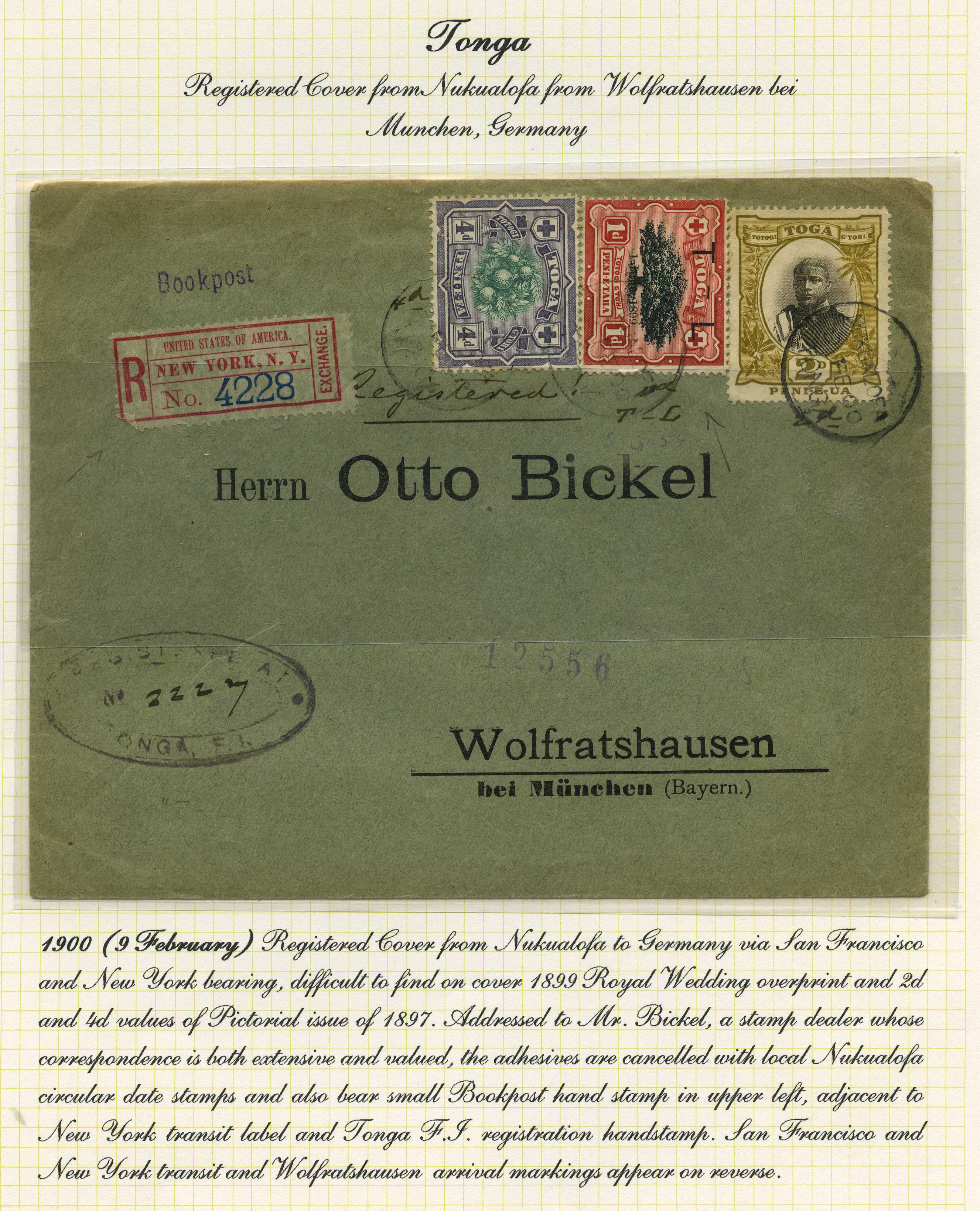 1900 'Bickel' cover registered addressed...