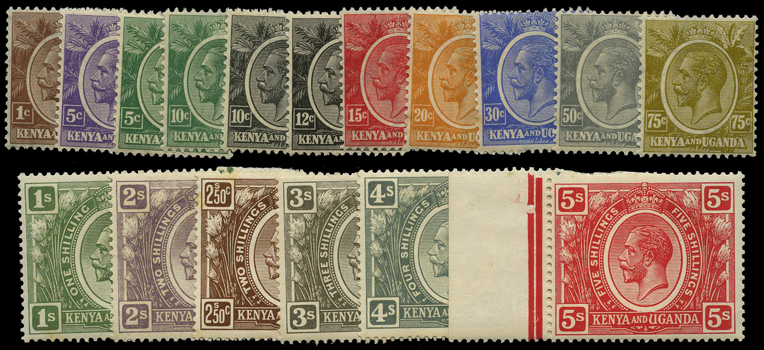 1922-7 set to 5/- o.g., very lightly hinged...