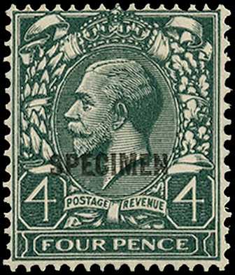 1924 4d Grey green overprinted "SPECIMEN"...