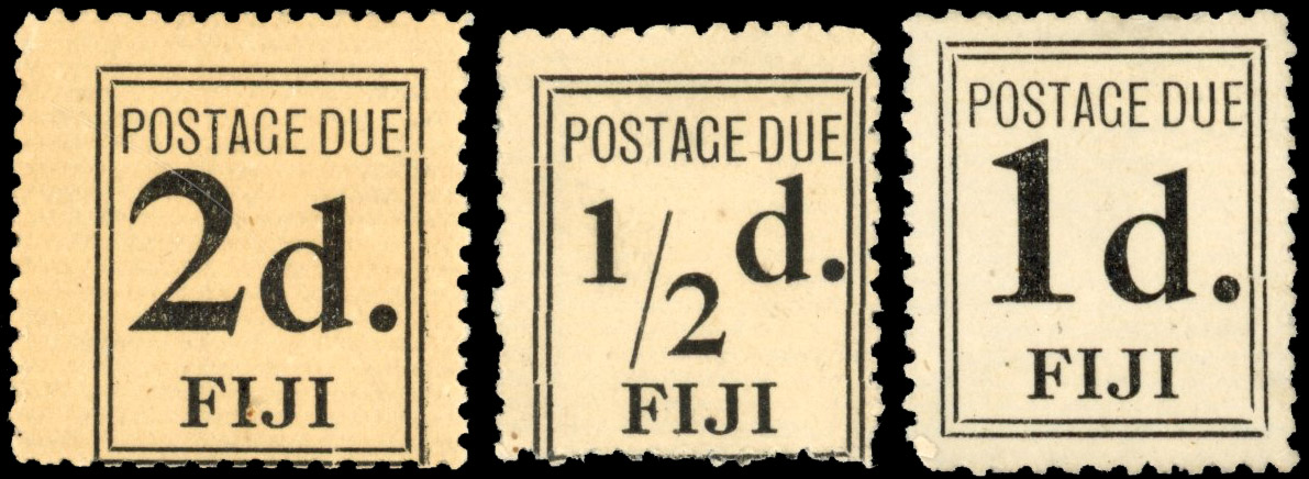 Fiji SG D3, D5a, D5b 1917 postage due trio unused