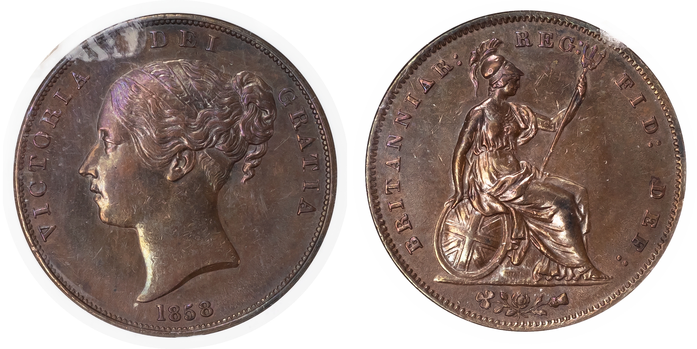 Victoria (1837-1901), Penny, 1858, ANACS as MS60BN