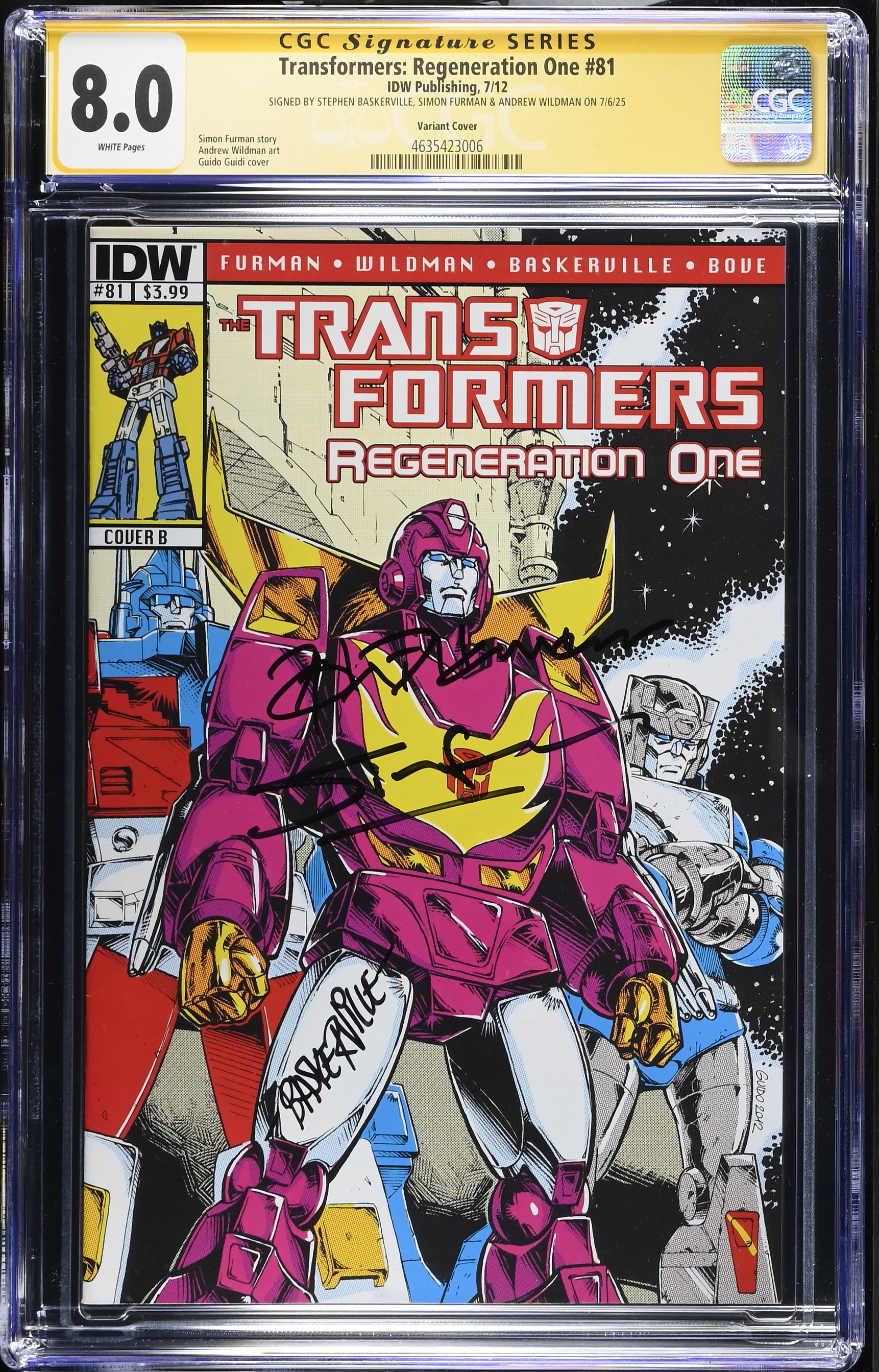 Transformers Regeneration One #81 (IDW 2012) CGC 8.0 Signed by Stephen Baskerville, Simon Furman and Andrew Wildman