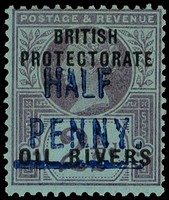 1893 ½d on 2½d handstamped Type 4 in blue, large part o.g., a little toned around the hinged area otherwise fine. 120...