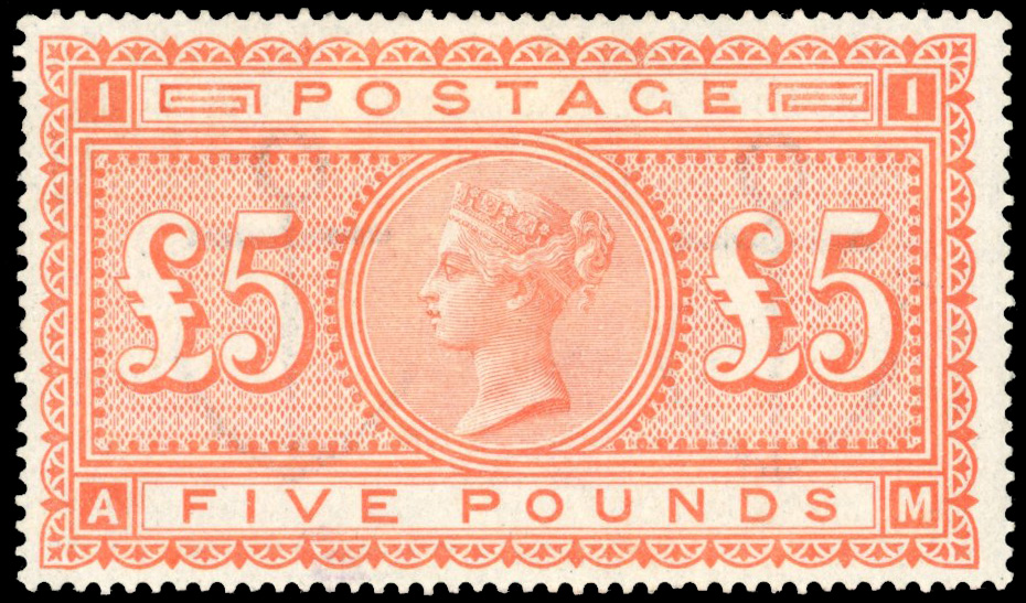 Great Britain 1867-73 £5 Orange hinged mint