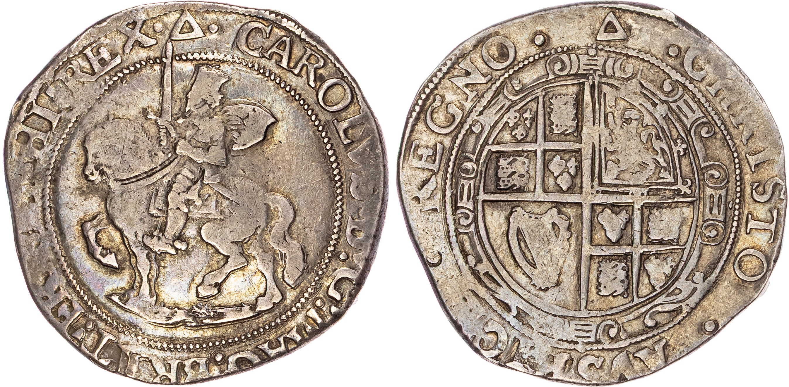 Charles I (1625-1649), AR Halfcrown, Group III, type 3a2, Tower mint (under King), mm. triangle (1639-1640).