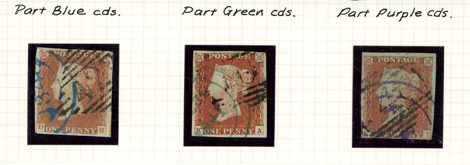 1841 1d Red-brown. Group of five cancelled by numerals and datestamps