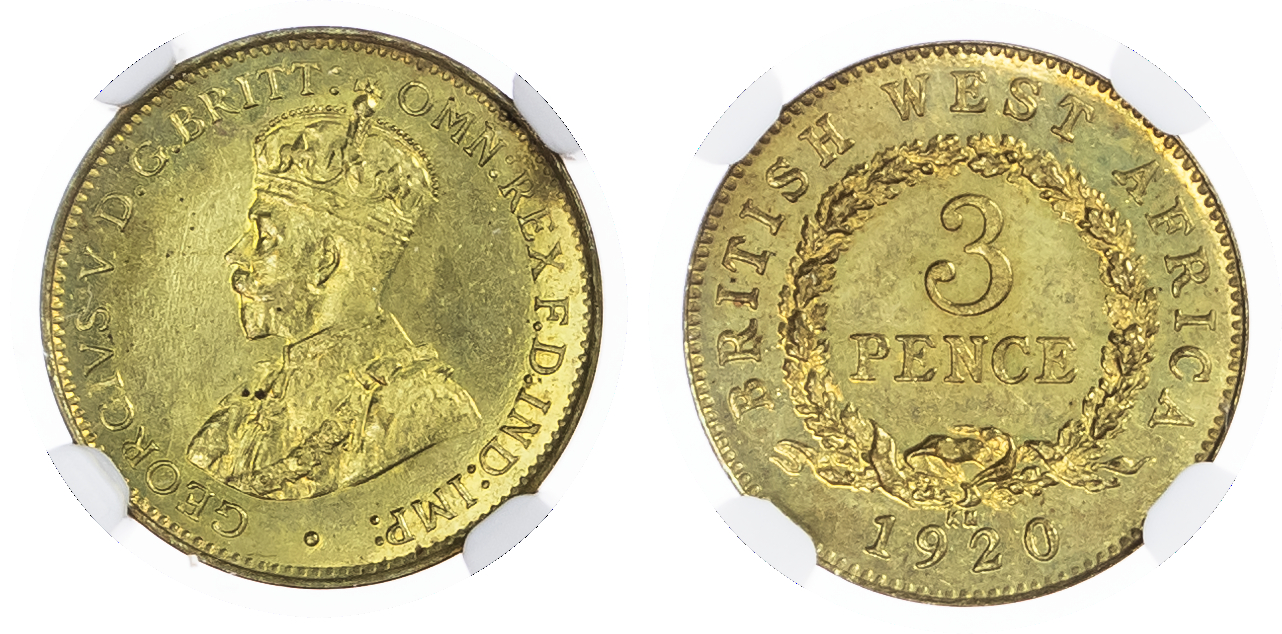 British West Africa. George V BR Threepence. 1920KN. 