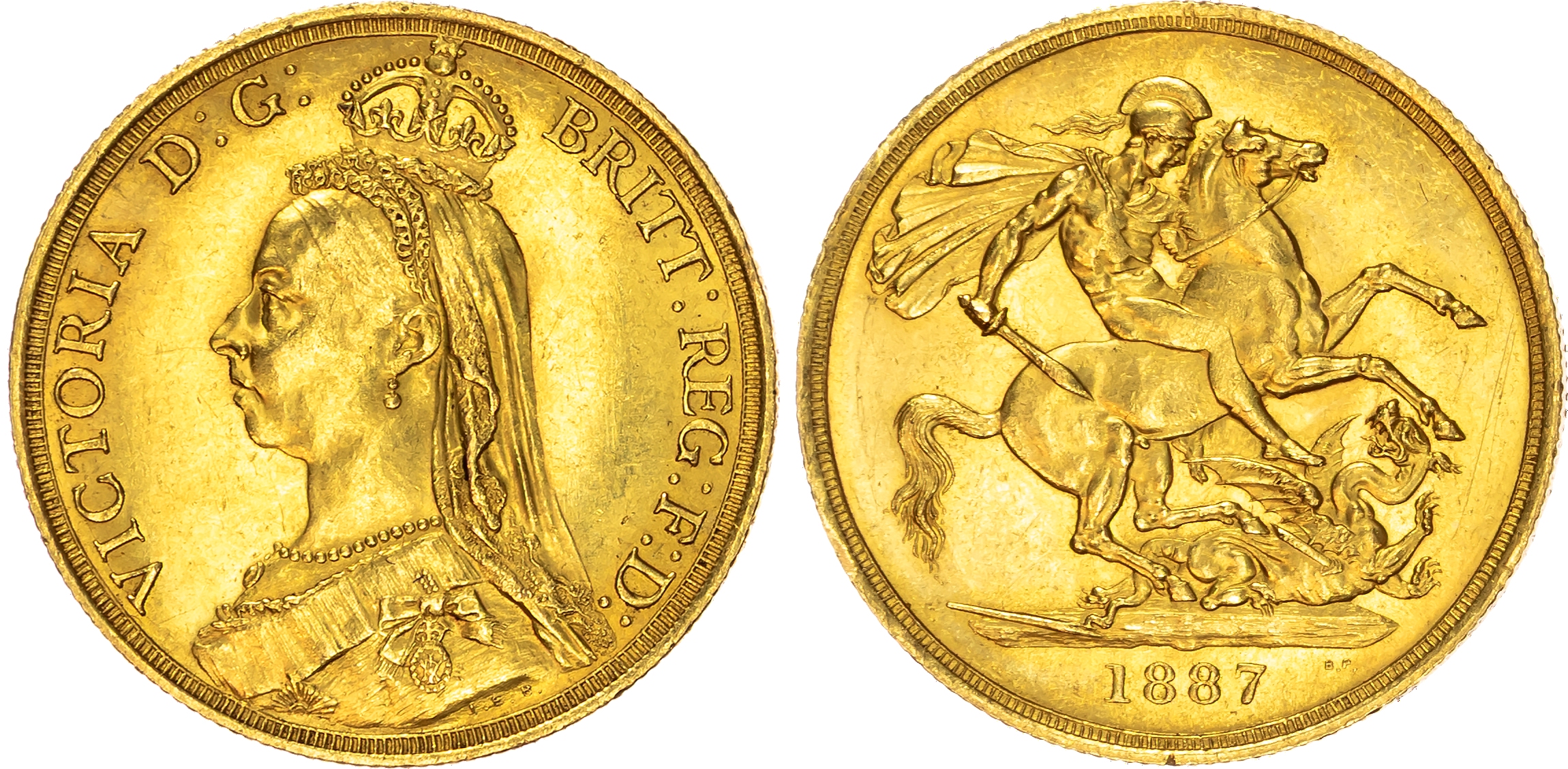 Victoria (1837-1901) Two Pound, 1887, large B.P., large date.