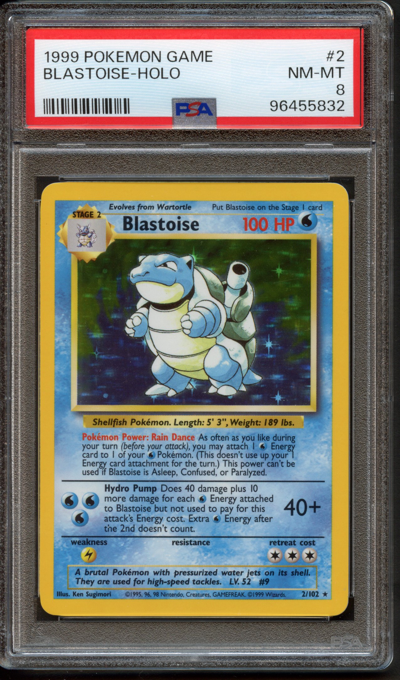 PSA 8 Blastoise Holo #2 - Base Set Unlimited 1999