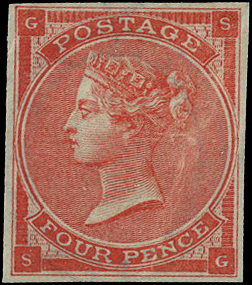 1862 4d bright red plate 3 (without hair lines),...