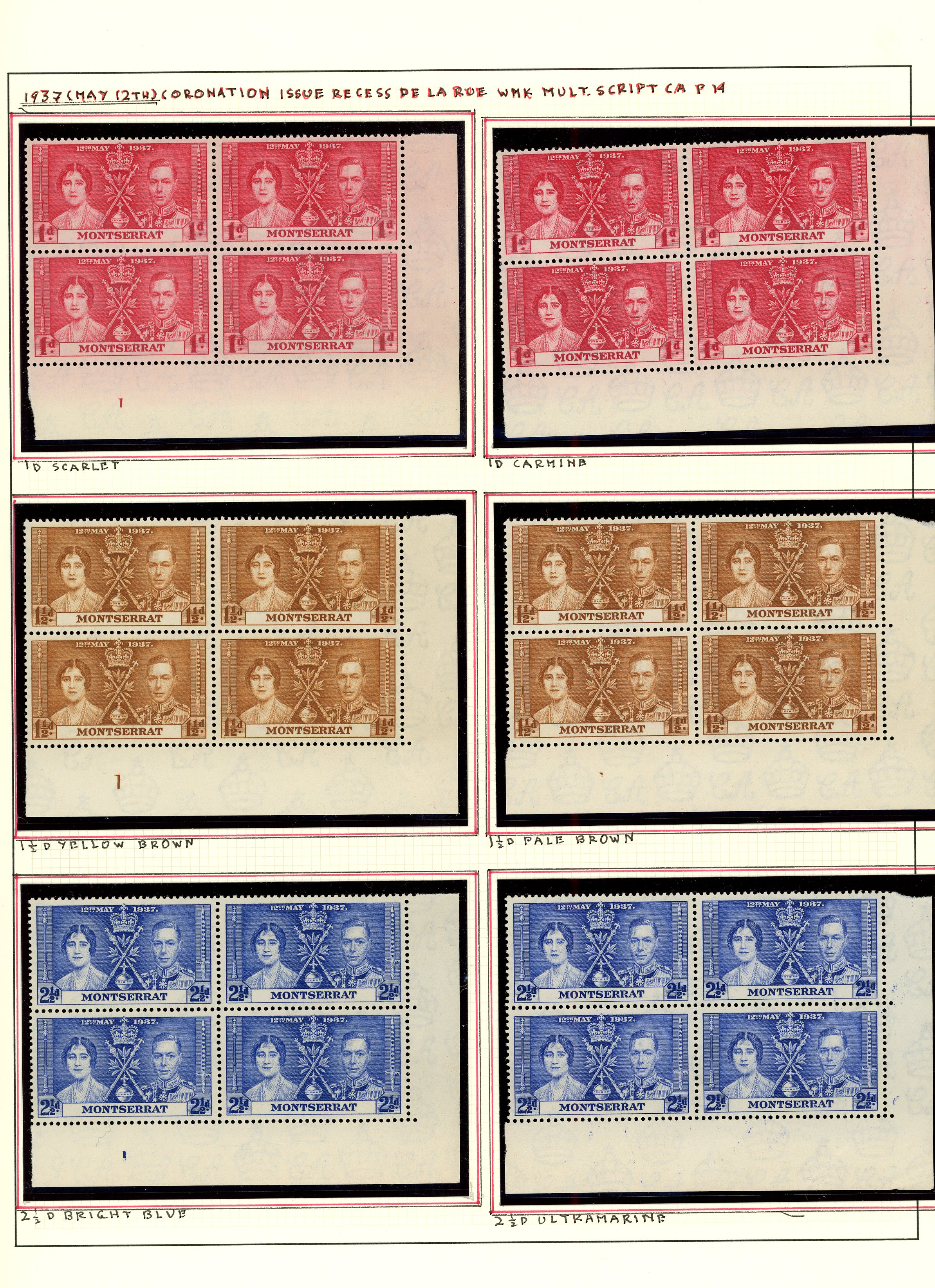 Montserrat 1937-51 KGVI mint collection (147) on leaves