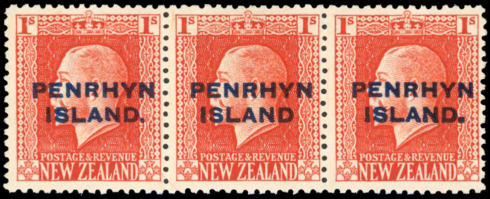 Cook Islands Penrhyn 1917-20 1s perf 14x14½ variety No stop