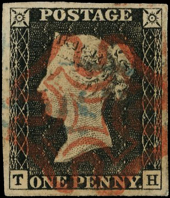 1840 1d Grey black Pl.1a. (TH) Used 