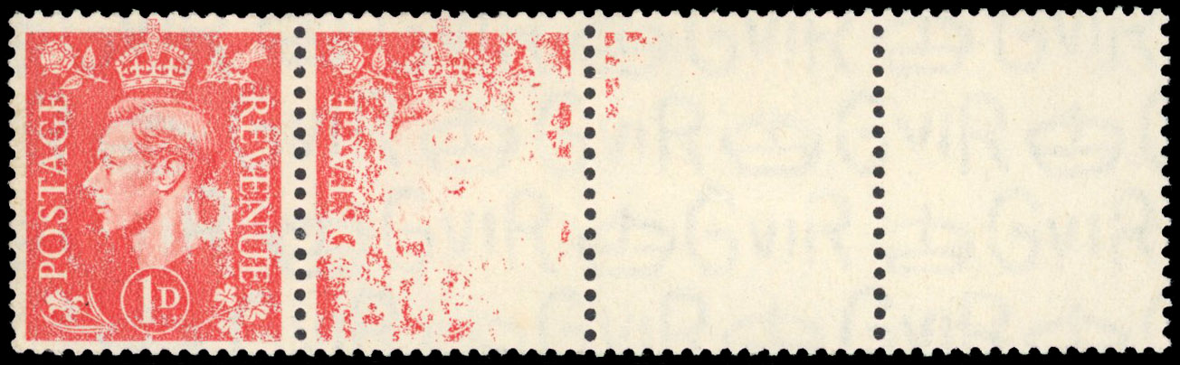 1941 1d Pale scarlet dry print strip mint (SG486)