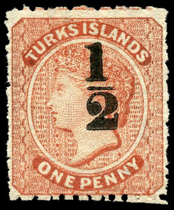 Turks Islands 1881 ½ on 1d dull red type 12 surcharge