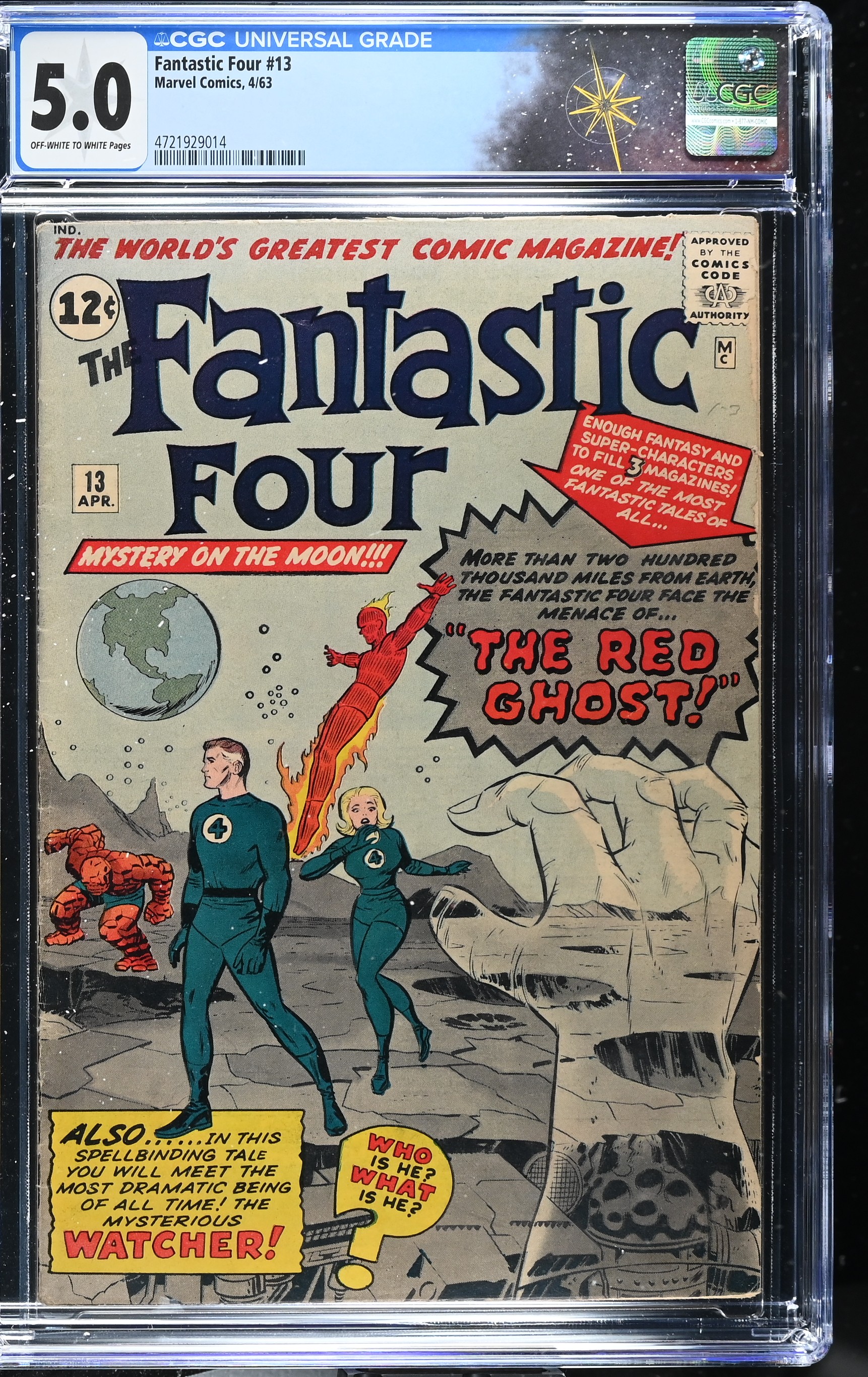 Fantastic Four #13 CGC 5.0 1st Appearance of the Red Ghost and the Watcher (Marvel Comics, 1963) Off-White to White Pages