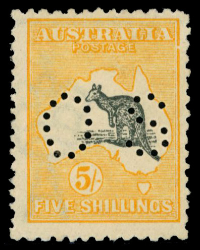 Australia 1915 official 5s grey and yellow