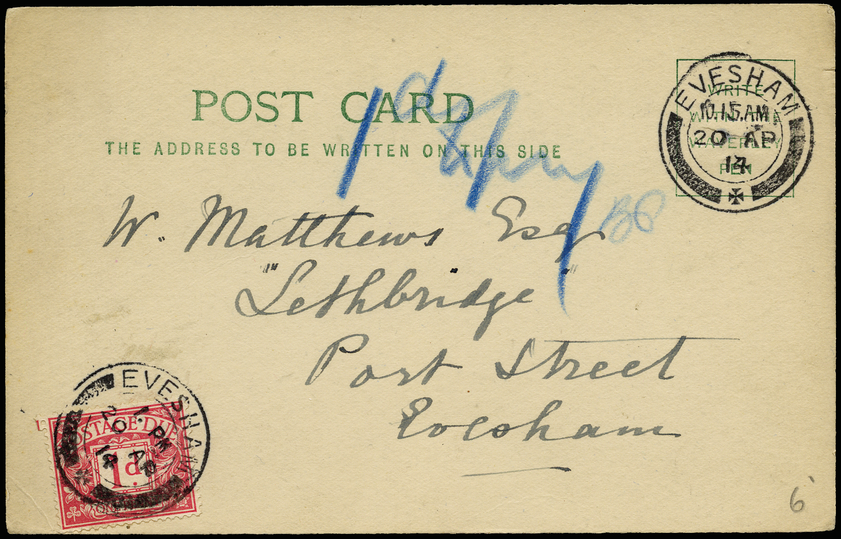 SGD2 1914 1d Postage due FDC