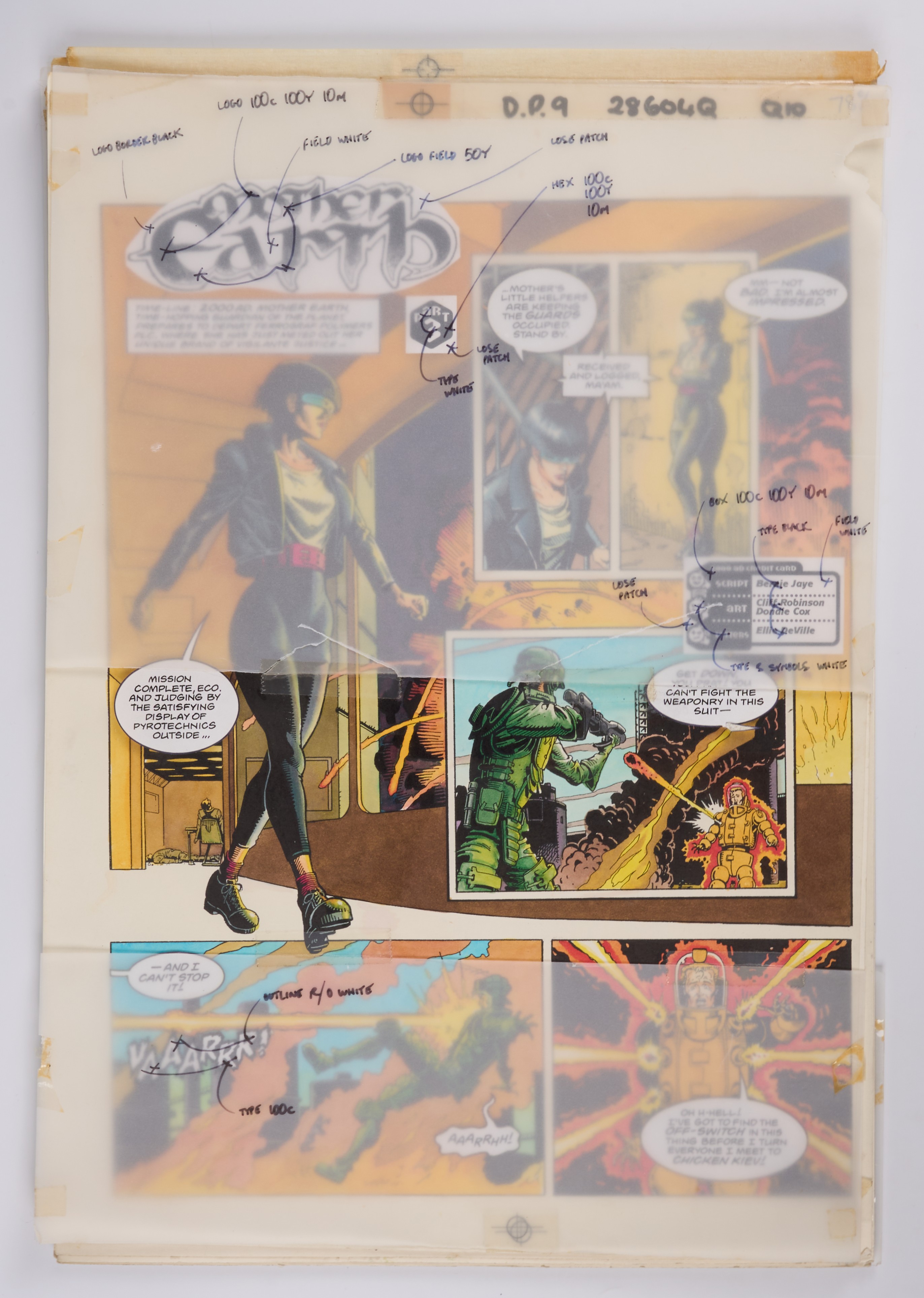 Cliff Robinson 2000 AD prog #868 and #869 Mother Earth Colour Story Pages (Fleetway, 1994) Total 6