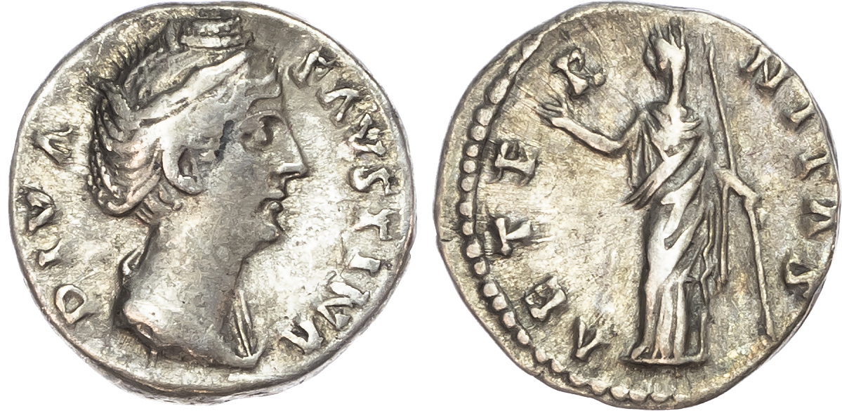 Diva Faustina Senior (d. AD 140/1) AR Denarius, Rome, 3.19g. 