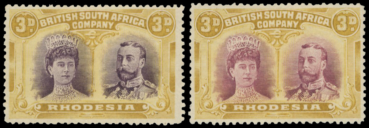 3d brown-purple and ochre RSC K, position 20 mint