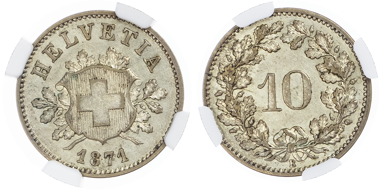 Switzerland. Federal State Bi 10 Rappen. 1871B. 