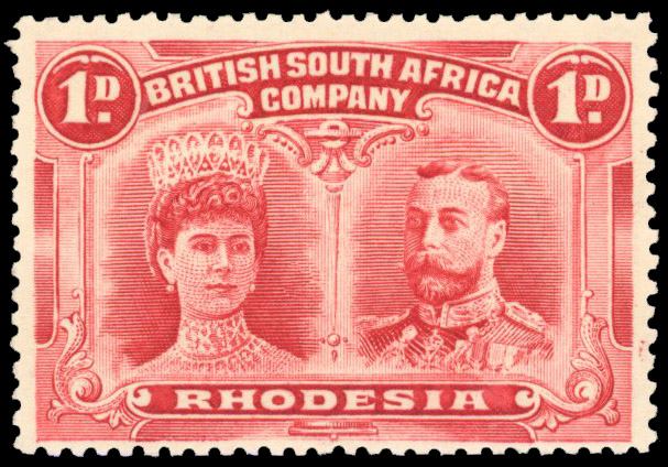 Rhodesia 1910-13 1d deep rosine perf 14
