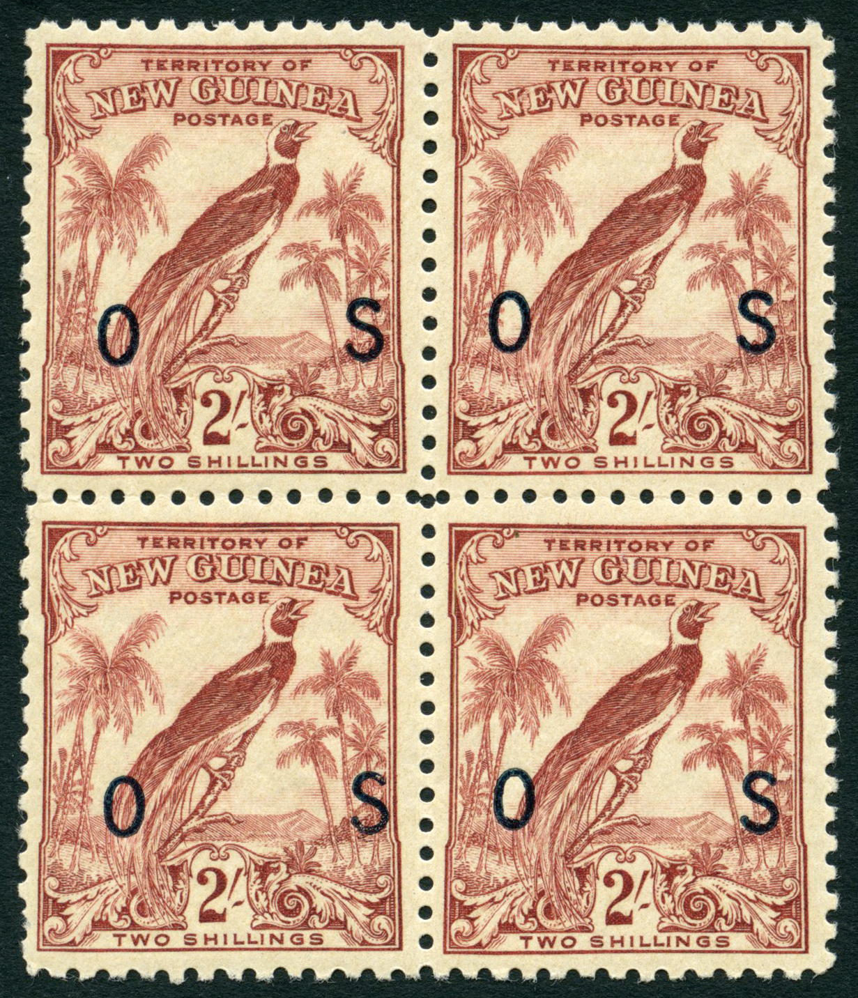 Officials. 1931 2/- brown-lake u/m block of four. SG O40, cat...