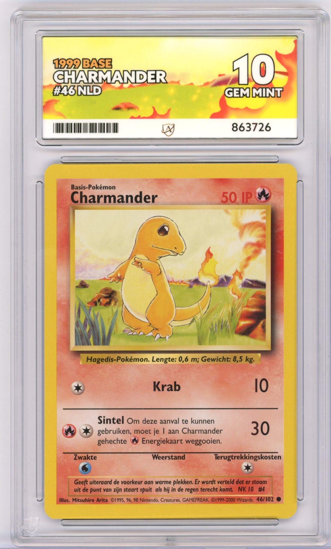 ACE 10 Charmander #46 Base Set DUTCH 1999-2000