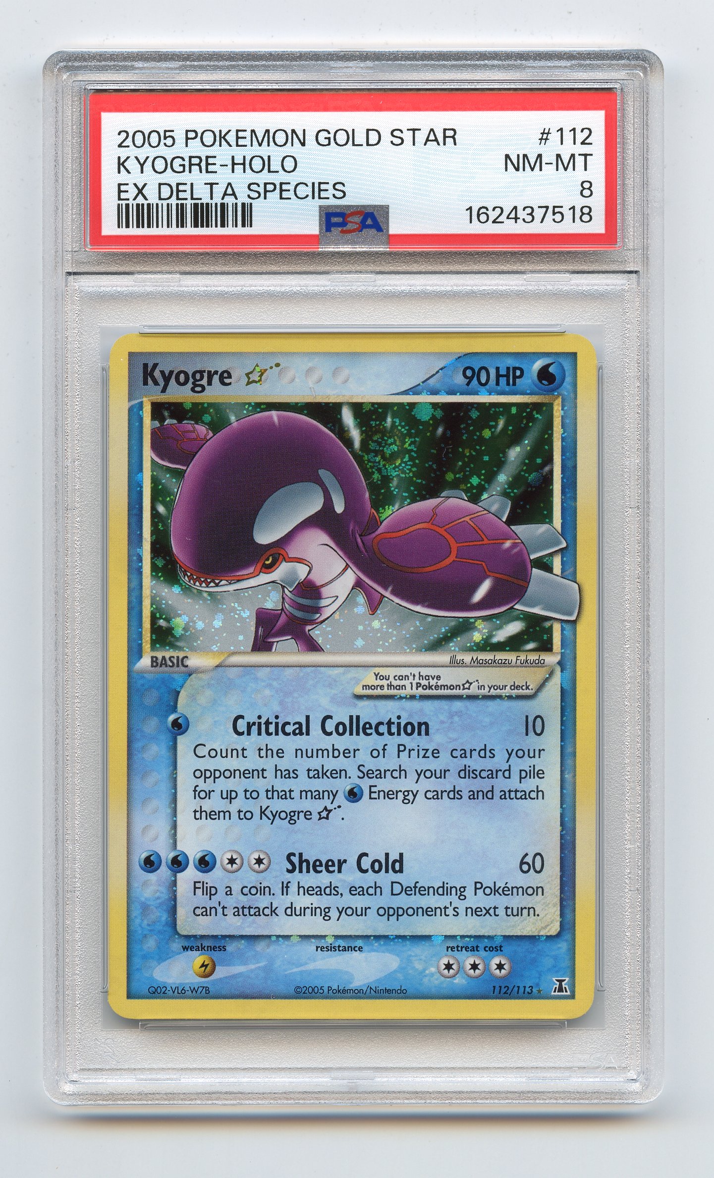 PSA 8 Kyogre Goldstar #112 Holo EX Delta Species