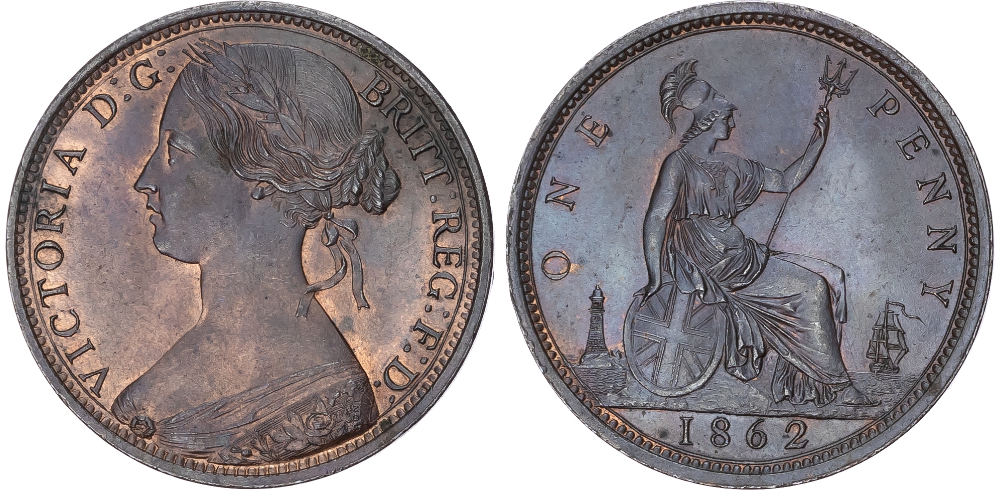 Victoria (1837-1901), Bronze Penny, 1862