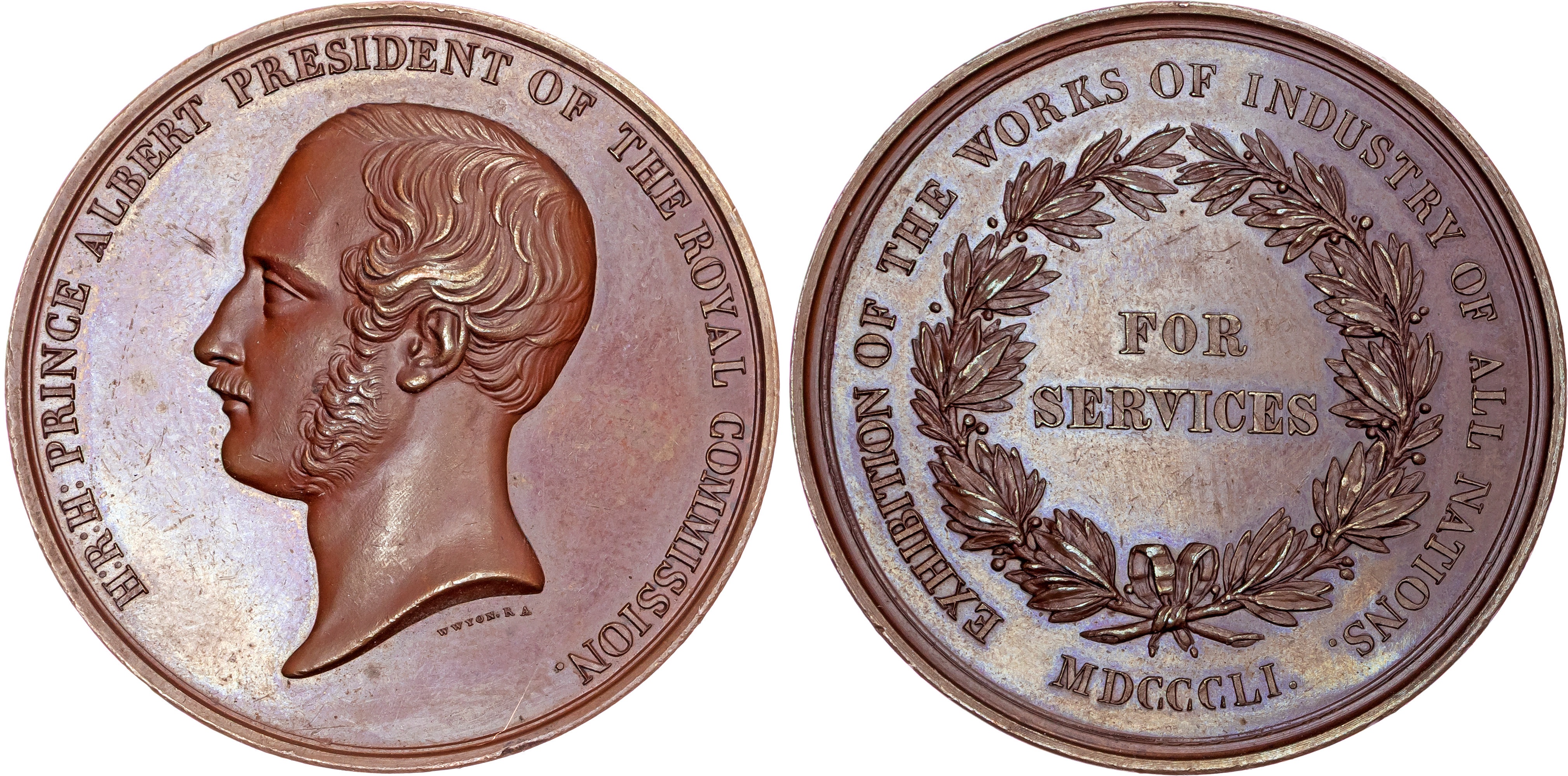 Victoria 1837-1901, Great Exhibition, Hyde Park, 1851, Bronze Award medal ‘For Services’ by W. Wyon.