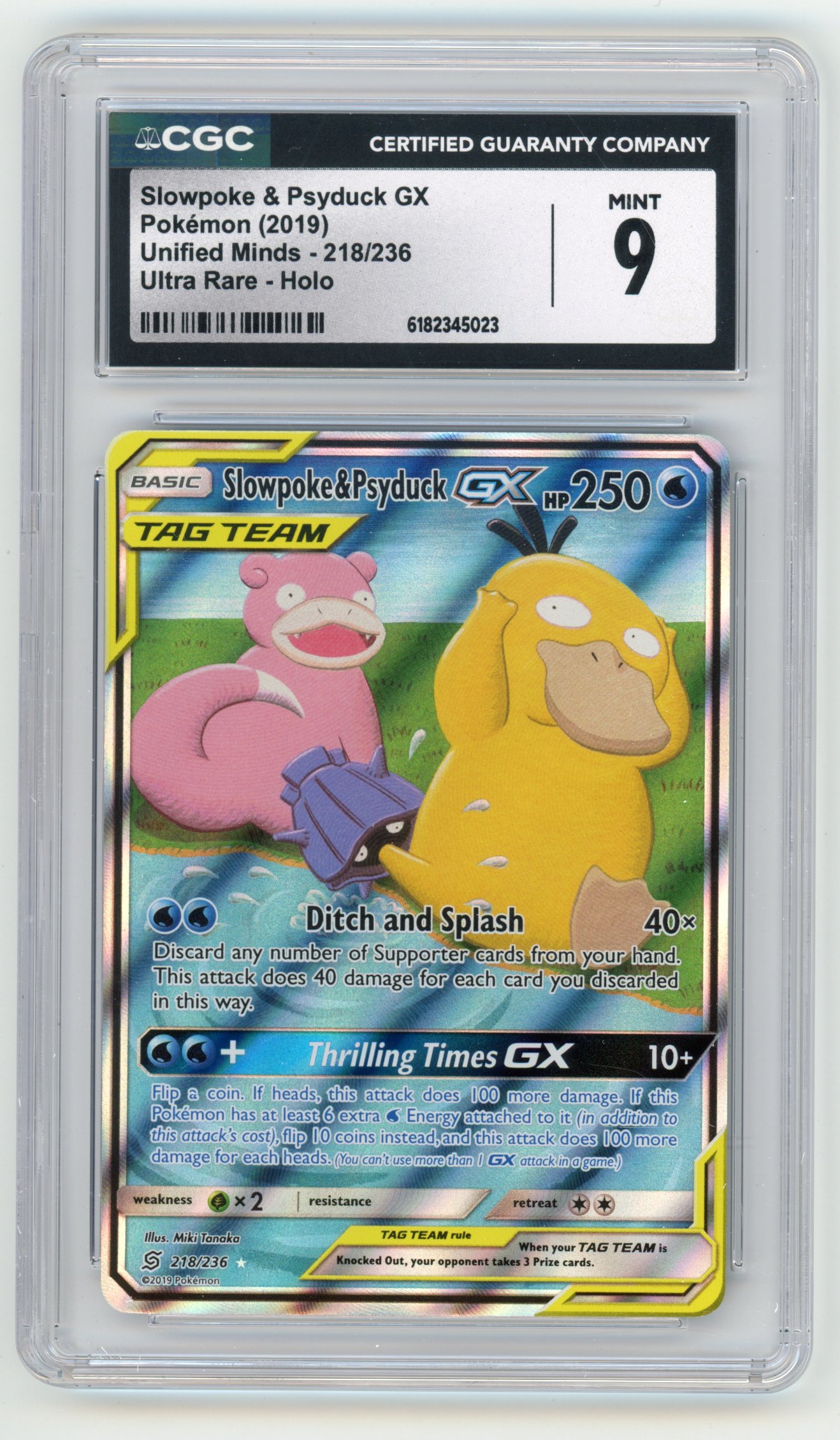 CGC 9 Psyduck & Slowpoke GX #218 Ultra Rare Holo (2019) Unified Minds