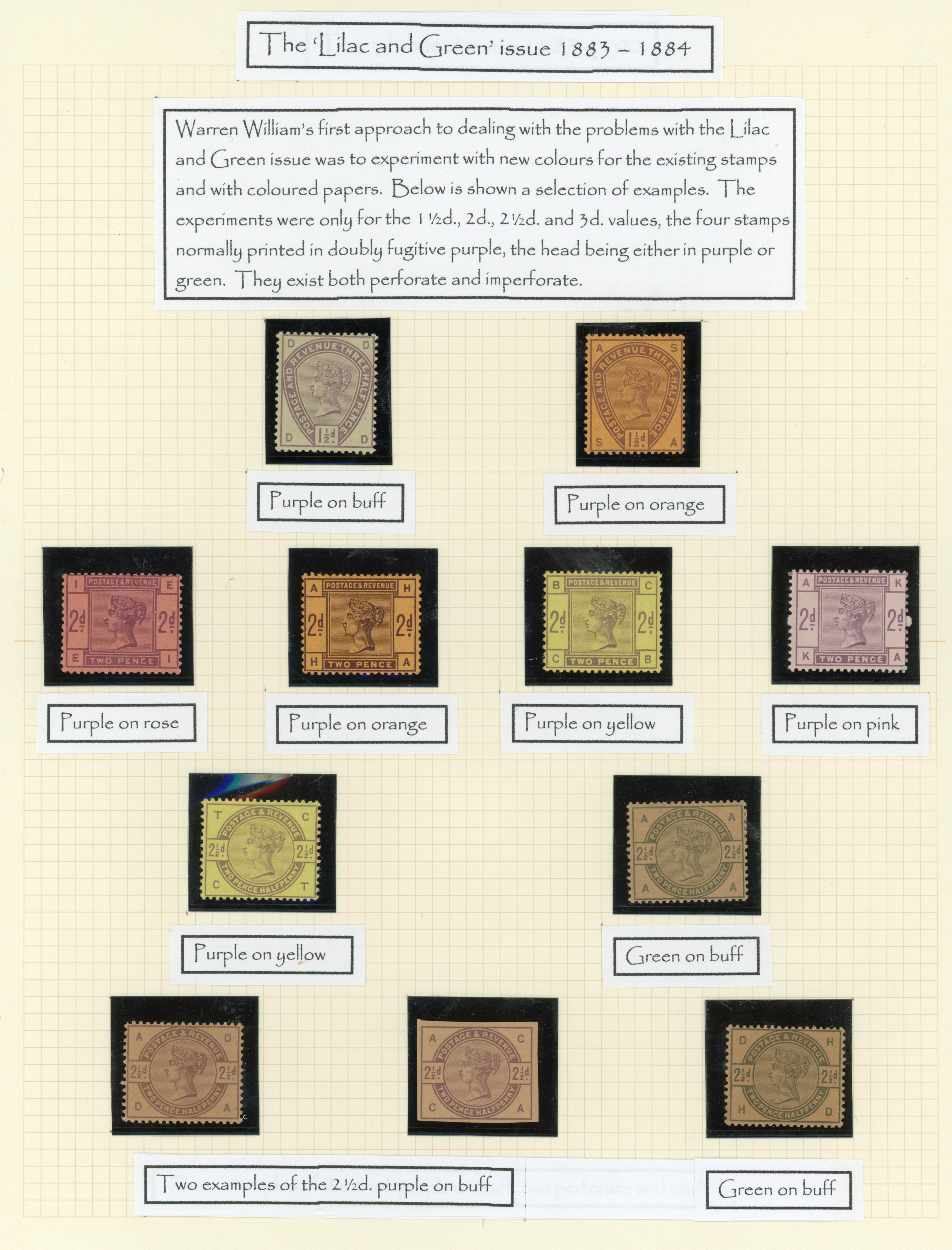GB 1883-84 1½d-3d colour trial group with 18 examples, SG 188var/191var
