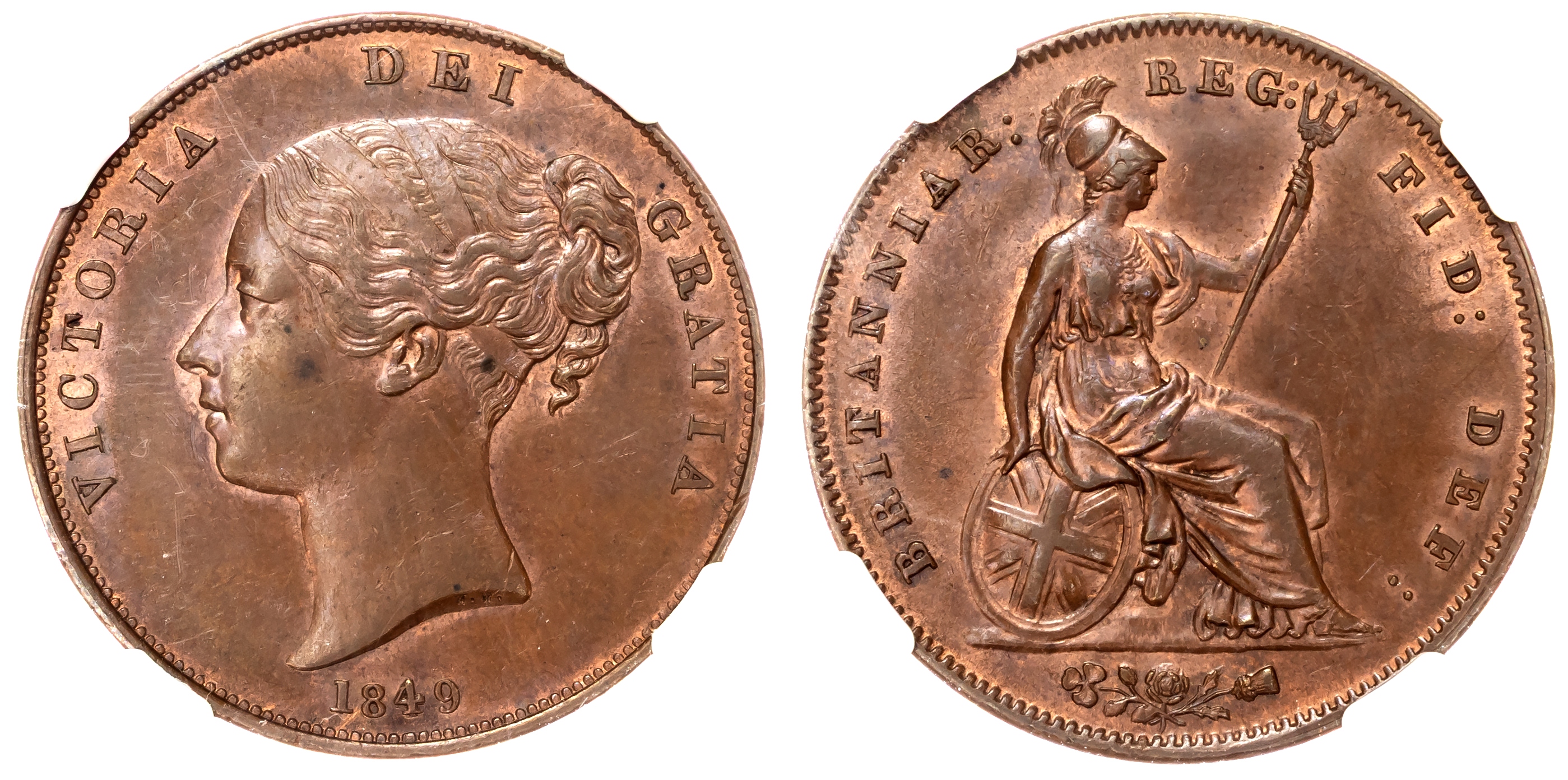 Victoria (1837-1901), Penny, 1849, 4 struck over 4 in date. 