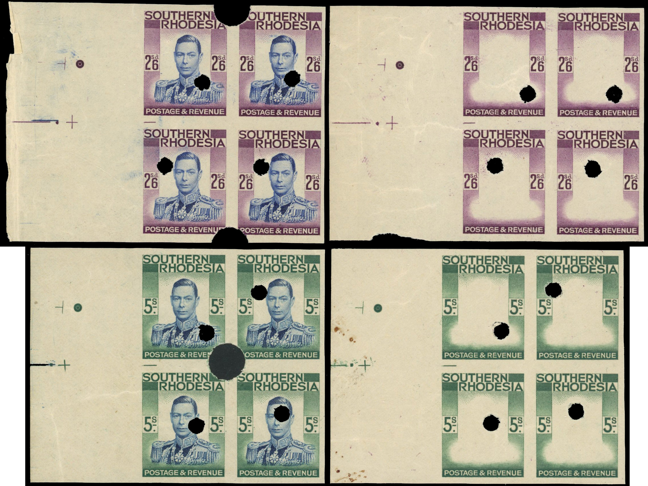 Southern Rhodesia SG 40-54 plate proof blocks collec tion