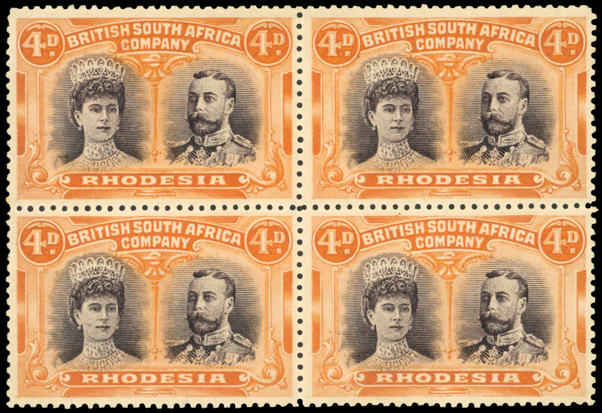 SG 140 variant 4d brown-purple and orange block mint