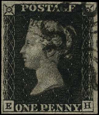 1840 1d black Plate 5 (EH), four close to...